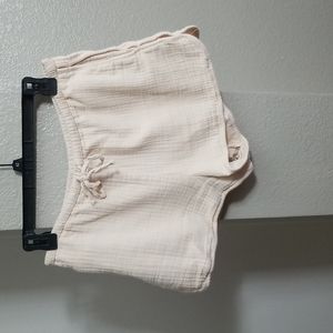 Zara Linen Blend Drawstring Pull on Shorts in Vanilla Size Medium